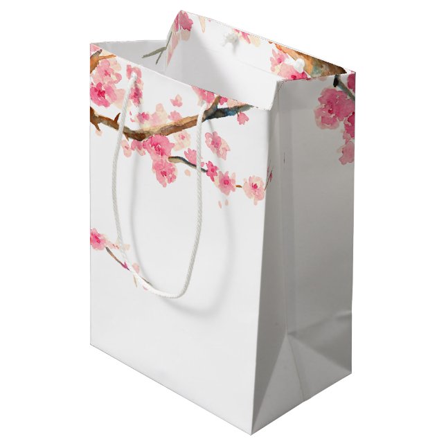 Cherry Blossom Blume Mittlere Geschenktüte (Vorderseite Schrägansicht)