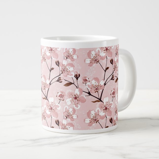 Cherry Blossom Blume Muster Jumbo-Tasse (Vorderseite Rechts)