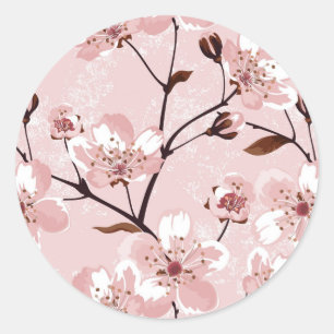 Cherry Blossom Blume Muster Runder Aufkleber