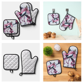 Cherry Blossom Blume Ofenhandschuh & Topflappen-Set