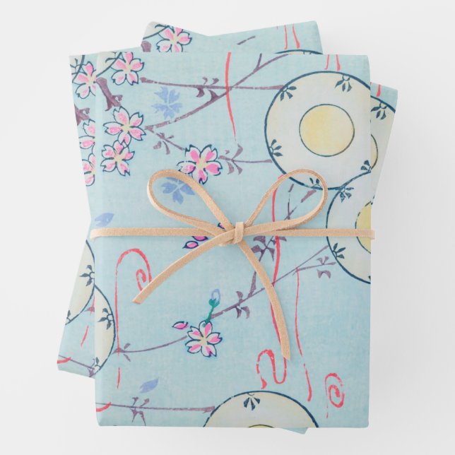 Cherry Blossom Blumendruck Vintag Japanisch Retro Geschenkpapier Set (Beispiel)