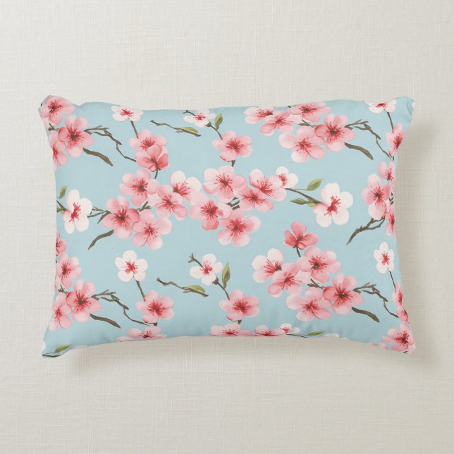Cherry Blossom Blumenmuster Dekokissen (Vorderseite)