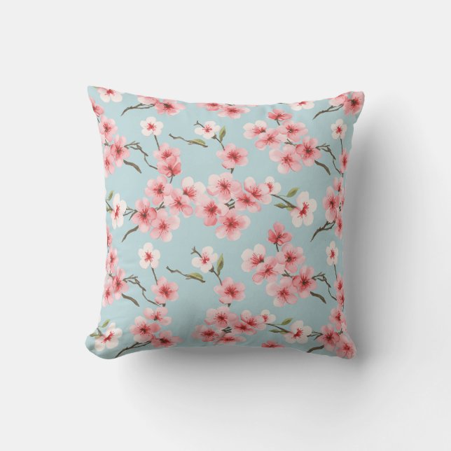 Cherry Blossom Blumenmuster Kissen (Vorderseite)