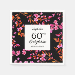 Cherry Blossom Blumenüberraschung Schwarzer Geburt Serviette
