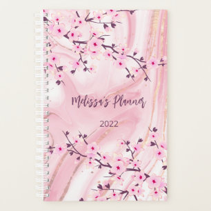 Cherry Blossom Blush Tinte Marmor Name und Jahr hi Planer