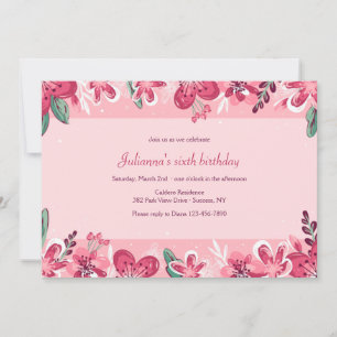 Cherry Blossom Borders Birthday Party Einladung