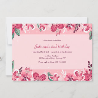 Cherry Blossom Borders Birthday Party Einladung
