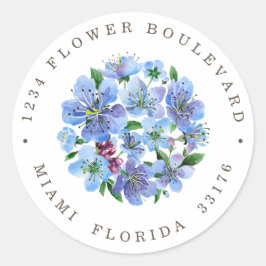 Cherry Blossom Bouquet Botanische Rücksendeadresse Runder Aufkleber