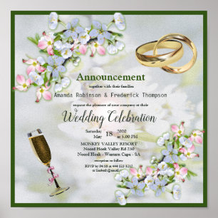 Cherry Blossom Bouquet Wedding Poster