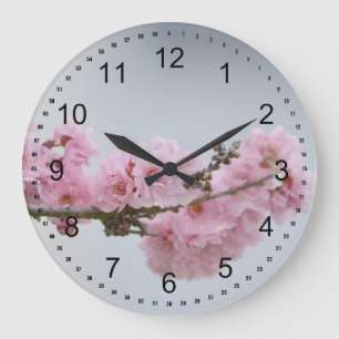 Cherry Blossom Branch Große Wanduhr