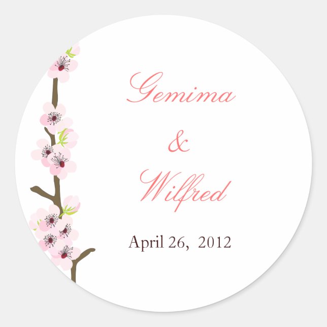 Cherry Blossom Branch Round Sticker (weiß) (Vorderseite)