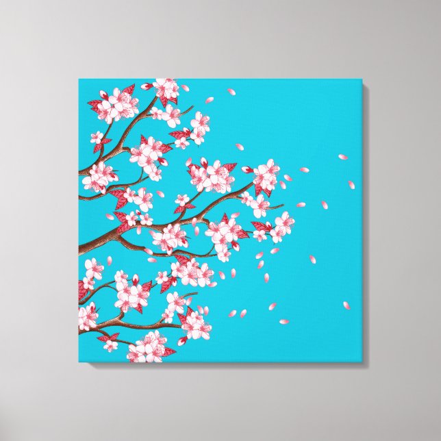 Cherry Blossom Branchen Custom Wrapped Canvas Leinwanddruck (Vorderseite)