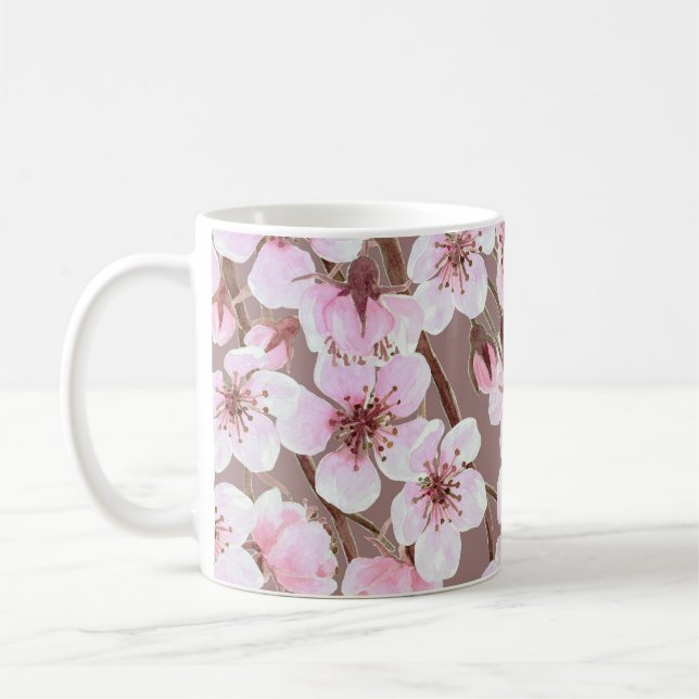 Cherry Blossom Branchen Wasserfarben Muster Kaffeetasse (Links)