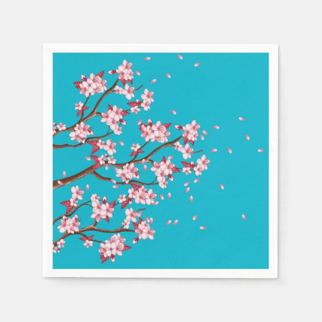 Cherry Blossom Branches Custom Paper Napkins Serviette (Vorderseite)