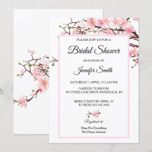 Cherry Blossom Brautparty Pink Wedding Card Feiertagskarte
