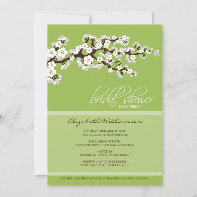 Cherry Blossom Bridal Dusche Einladung (Apfel) (Vorderseite)