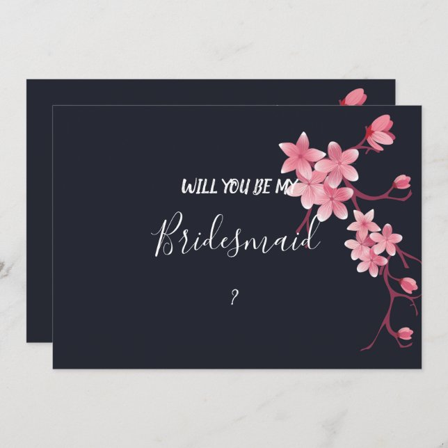 Cherry Blossom Bridesmaid Einladung (Vorne/Hinten)
