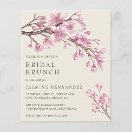 Cherry Blossom Budget Bridal Brunch Einladung Flyer