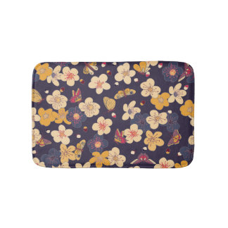 Cherry Blossom Butterfly Asian Print Badematte