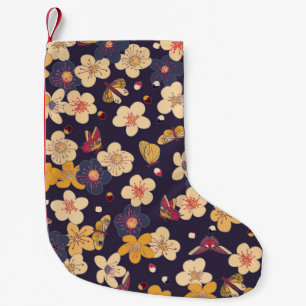 Cherry Blossom Butterfly Asian Print Kleiner Weihnachtsstrumpf