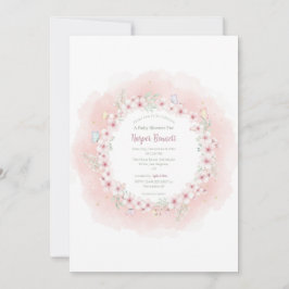 Cherry Blossom Butterfly Babydusche Einladung