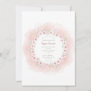 Cherry Blossom Butterfly Babydusche Einladung