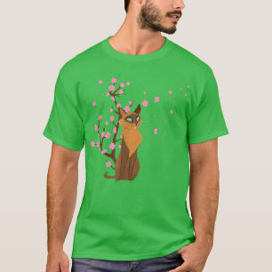 Cherry Blossom Cat Tier Japanisch Sakura Blume T-Shirt
