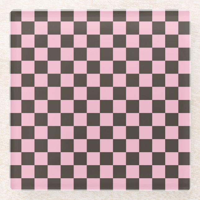 Cherry blossom checkered board pattern glasuntersetzer (Vorderseite)