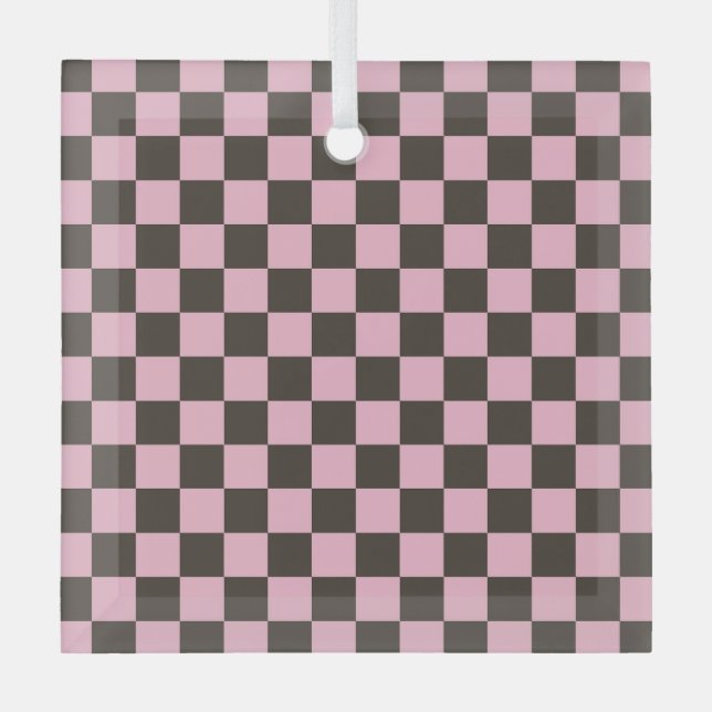 Cherry blossom checkered board pattern ornament aus glas (Vorderseite)