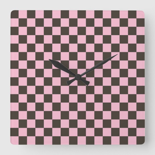 Cherry blossom checkered board pattern quadratische wanduhr (Vorderseite)
