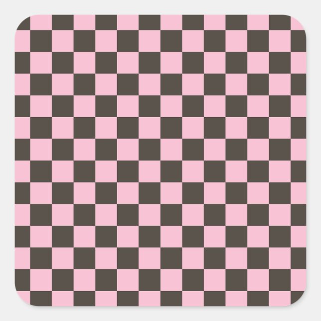 Cherry blossom checkered board pattern quadratischer aufkleber (Vorderseite)