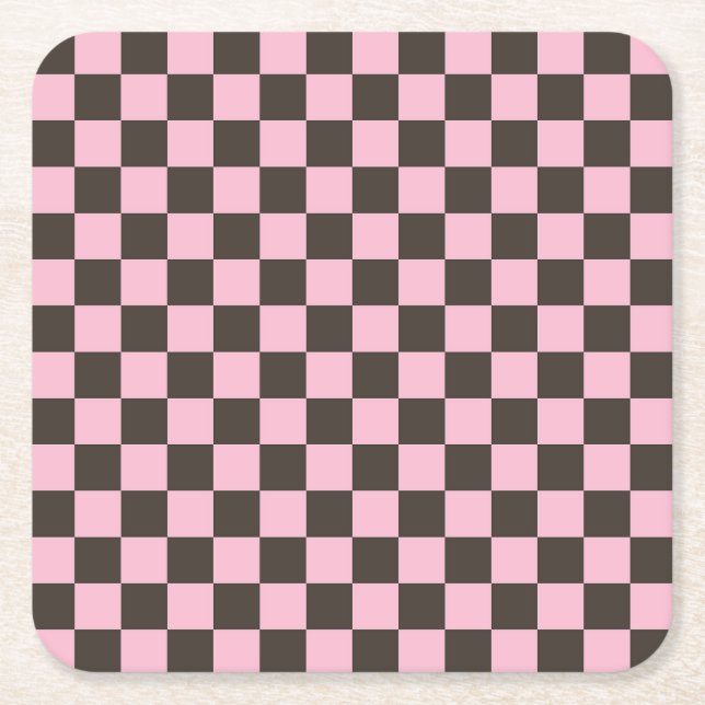Cherry blossom checkered board pattern rechteckiger pappuntersetzer (Vorderseite)