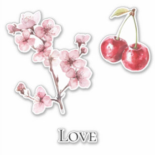 Cherry Blossom Cherries Liebe Aufkleber