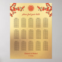 Cherry Blossom Chinese Wedding Seating Chart