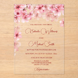 Cherry Blossom Clear Wedding Acryleinladungen