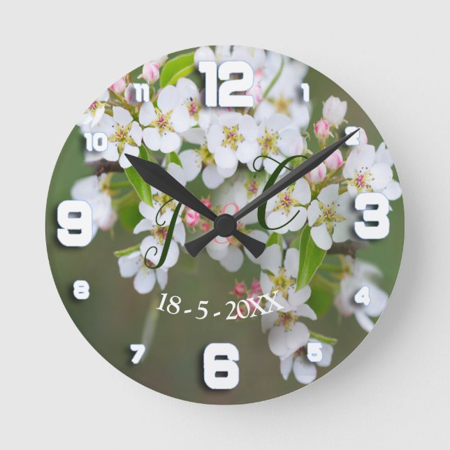 Cherry Blossom Clock Runde Wanduhr (Vorderseite)