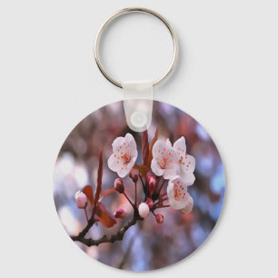 Cherry Blossom Cluster mit rosa und blau Schlüsselanhänger