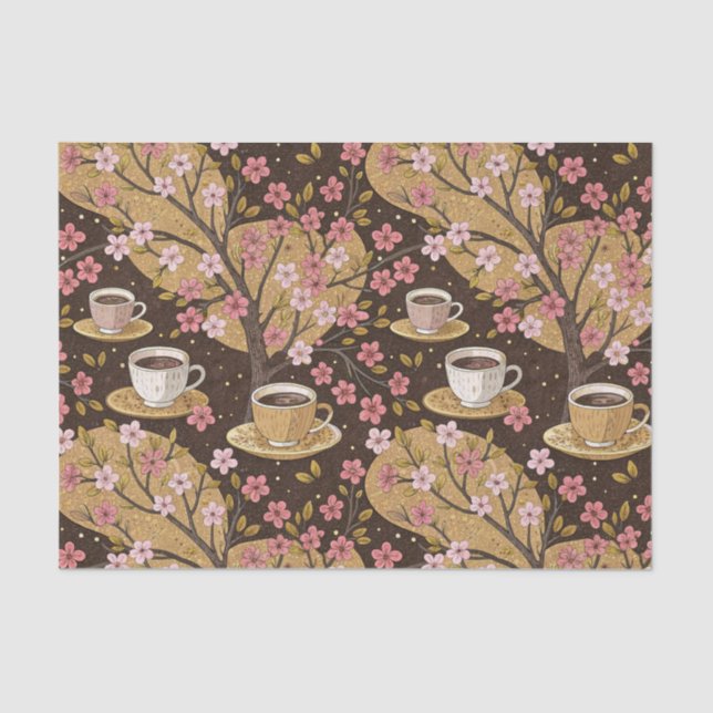 Cherry Blossom Coffee Cozy Pattern (8) Seidenpapier (Vorderseite)