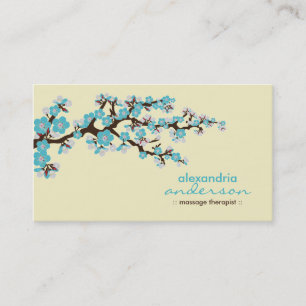 Cherry Blossom Custom Business Cards (aqua) Visitenkarte
