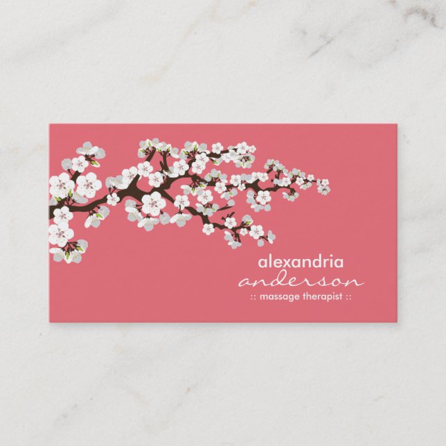 Cherry Blossom Custom Business Cards (rosa) Visitenkarte (Vorderseite)
