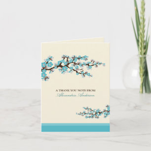 Cherry Blossom Custom Dankeschön Card (aqua) Dankeskarte