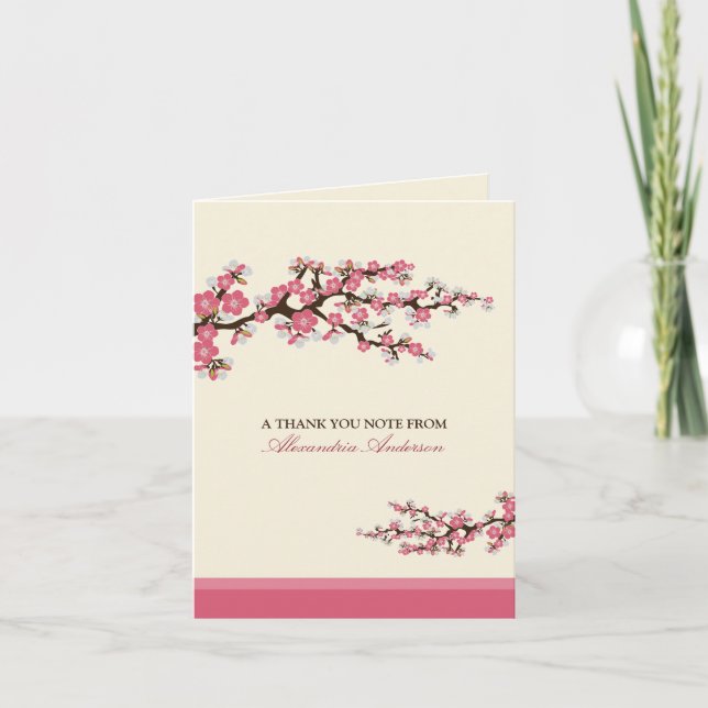 Cherry Blossom Custom Dankeschön Karte (pink) (Vorderseite)