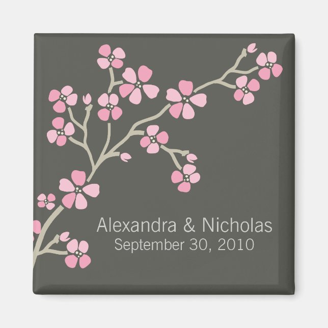 Cherry Blossom Designer Gastgeschenk Hochzeit (pin Magnet (Vorne)