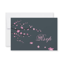 Cherry Blossom Dunkle RSVP Karten für Hochzeiten