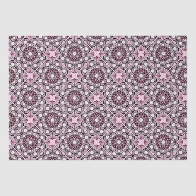 Cherry Blossom Dusky Rose Dot Mandala Diamond Tile Seidenpapier (Vorderseite)