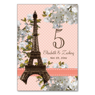 CHERRY BLOSSOM EIFFEL TOWER TISCHNUMMER CARDS