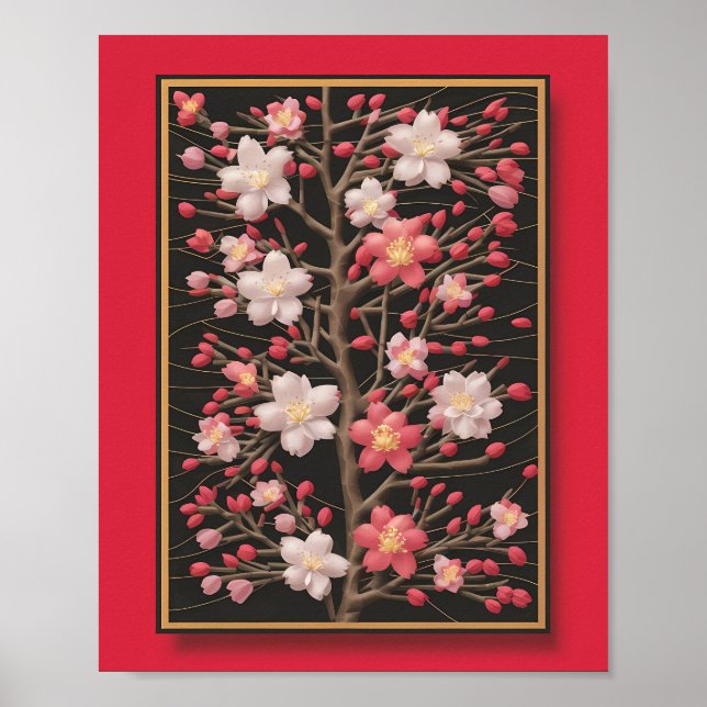 Cherry Blossom Elegance: Eine Blumensinfonie Poster (Vorne)