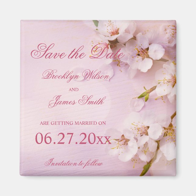 Cherry Blossom Elegant Speichern Sie das Datum Mag Magnet (Vorne)