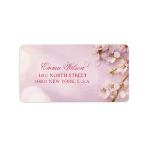 Cherry Blossom Elegant Wedding Address Labels Adressaufkleber