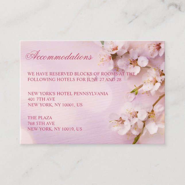 Cherry Blossom Elegante Hochzeitskarten Begleitkarte (Vorderseite)